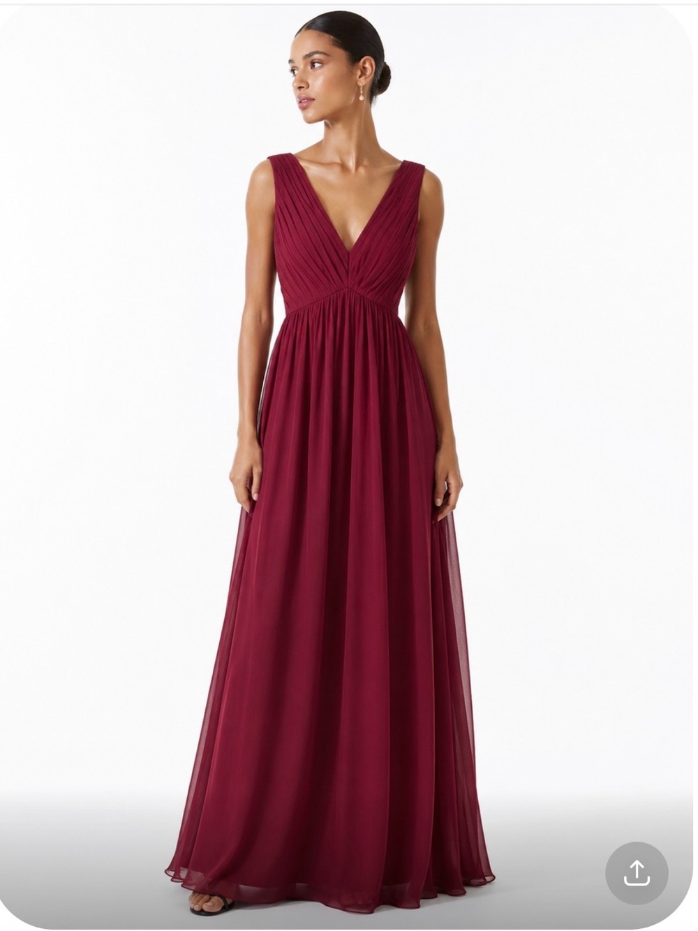 AZAZIE Burgundy Bridesmaid  V Neck Burgundy Maxi Dress Size 4